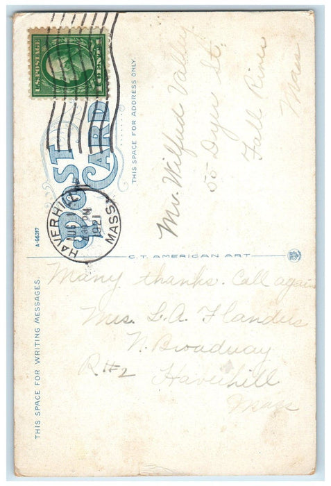 1921 Congregational Church College Avenue Cars West Somerville MA Postcard