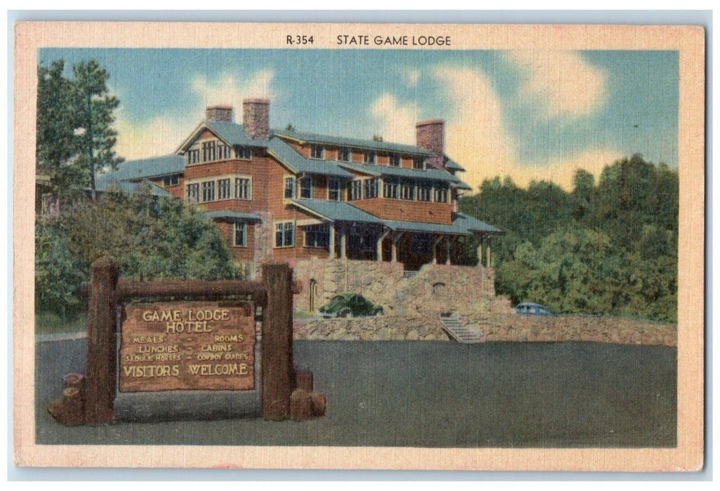 c1940 State Game Lodge Summer White House South Dakota Antique Vintage Postcard