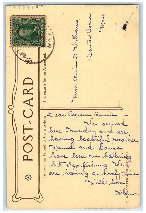 c1910's Cliff House North Scituate Massachusetts MA Posted Antique Postcard