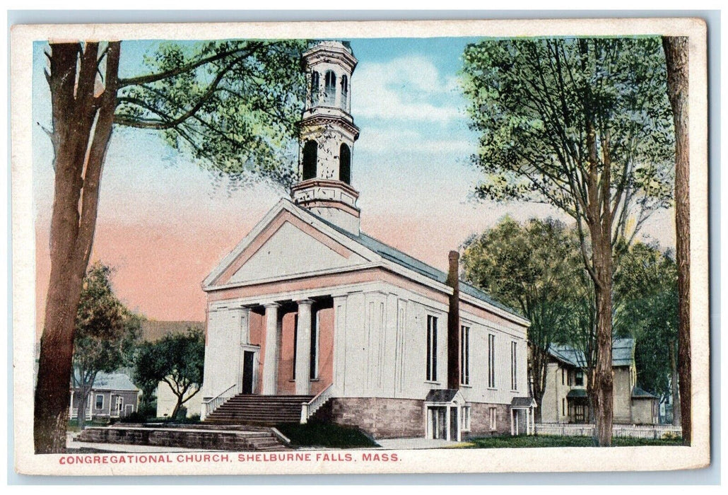 c1910's Congregational Church Shelburne Falls Massachusetts MA Antique Postcard