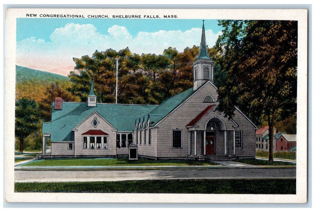 c1930's New Congregational Church Shelbourne Falls Massachusetts MA Postcard