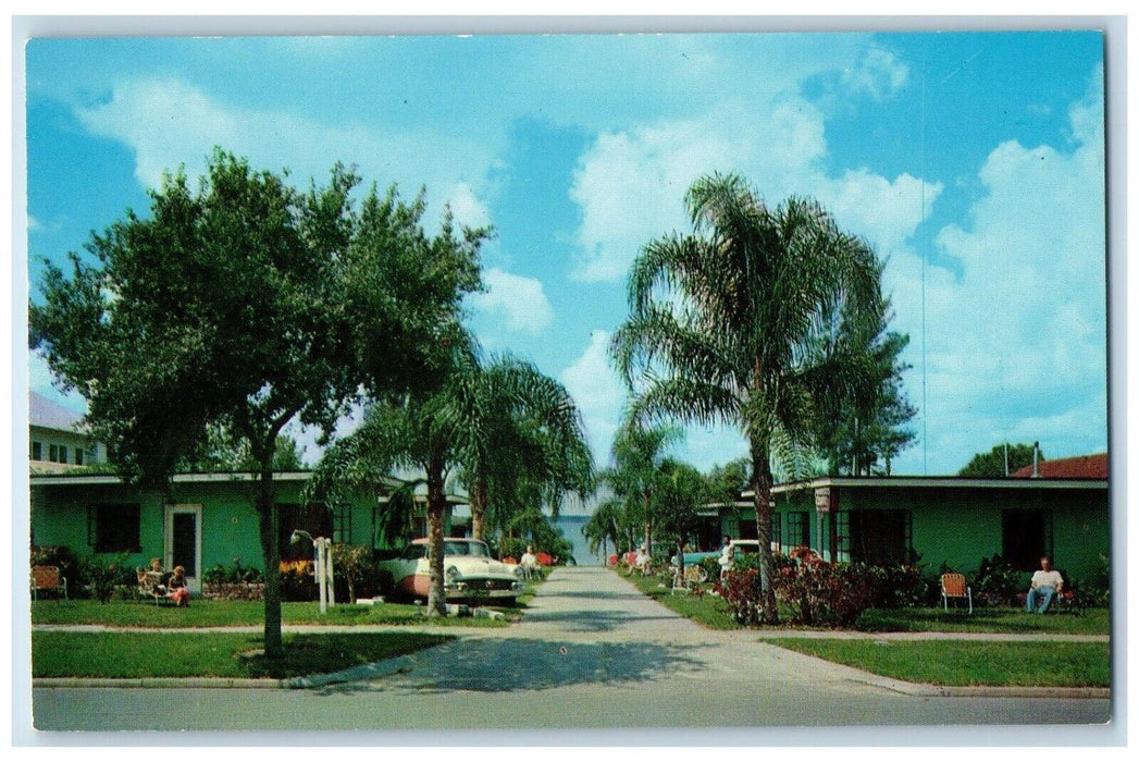 c1960's Lakebreeze Court Beach Boating Fishing Swimming North Lake FL Postcard