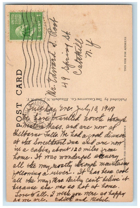 1948 Mountain Laurel Heart Tea House Mohawk Trail Shelburne Falls MA Postcard