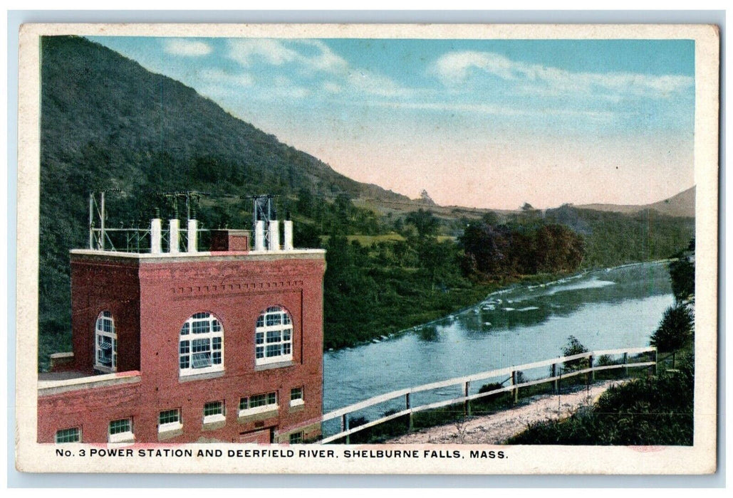 c1910's Power Station And Deerfield River Shelburne Falls MA Vintage Postcard