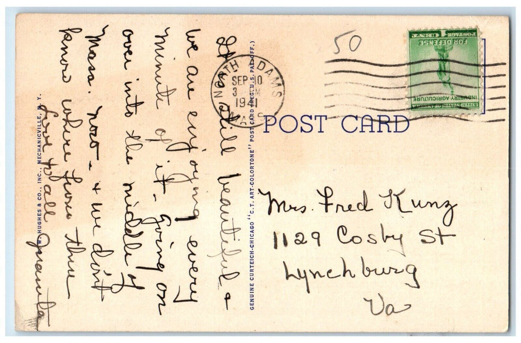1941 Bridge Of Flowers Shelburne Falls Massachusetts MA Posted Vintage Postcard