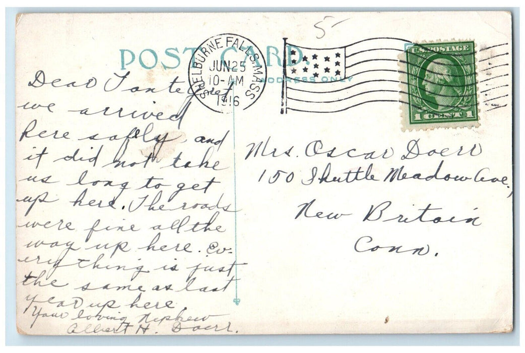 1916 Power House No. 3 Shelburne Falls Massachusetts MA Posted Antique Postcard