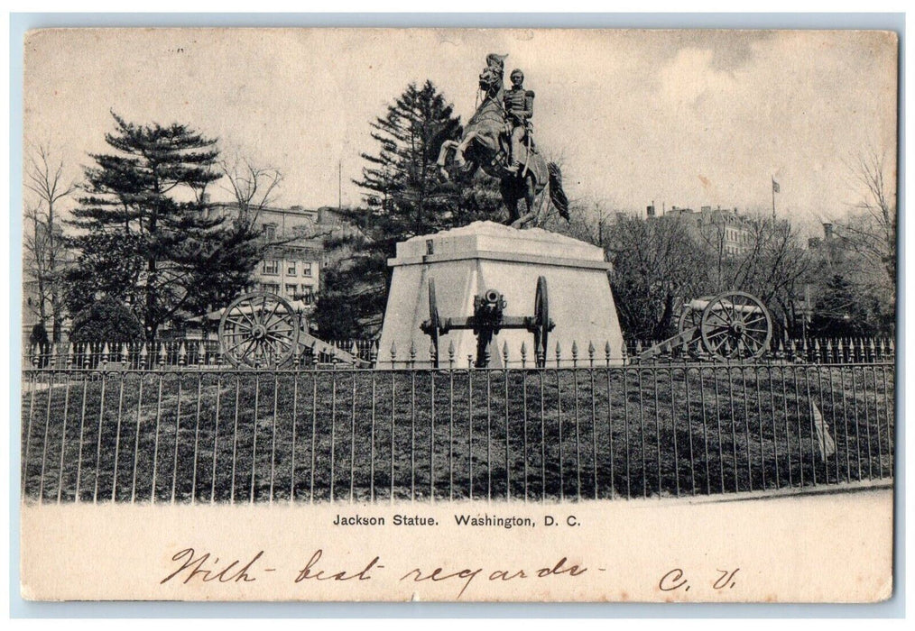 1906 Jackson Statue Monument Park Washington DC WA Maysville Vintage Postcard