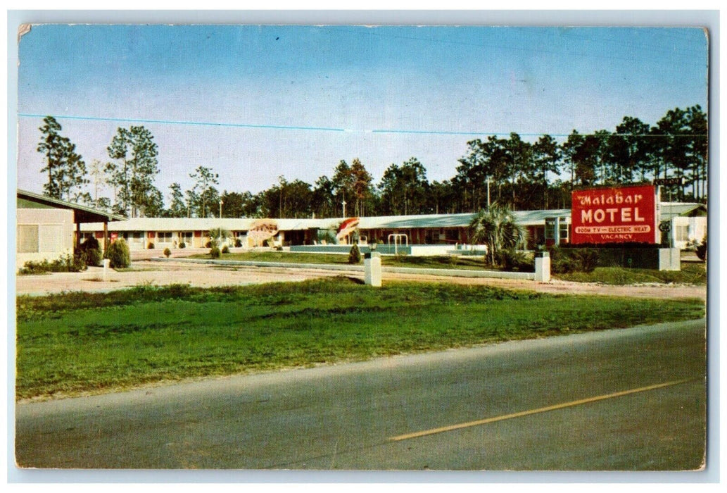 1959 The Malaban Motel Swimming Pool Restaurant Jacksonville Florida FL Postcard