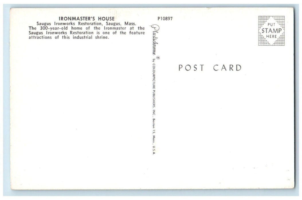 c1960's Ironmaster's House Saugus Ironworks Restoration Saugus MA Postcard