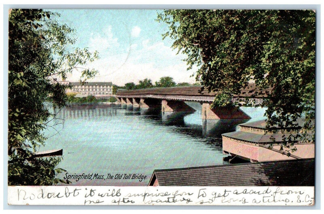 1906 Old Toll Bridge Lake Springfield Massachusetts MA Winchester NH Postcard