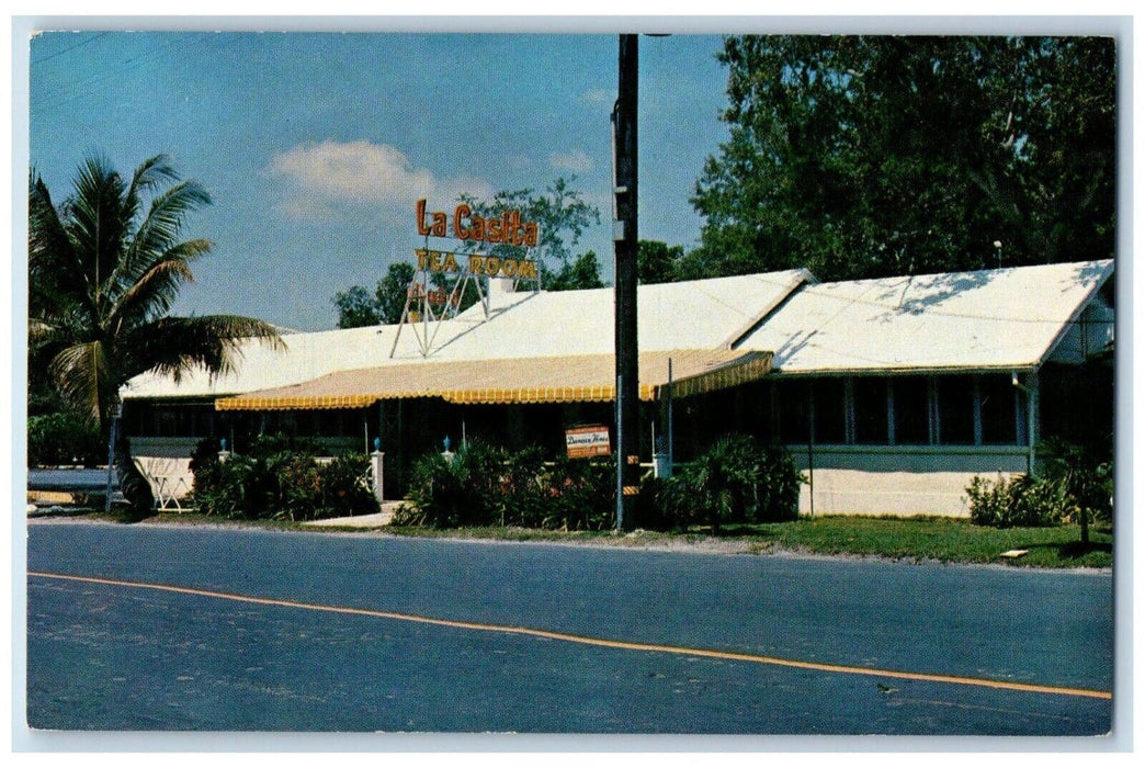 c1960's La Casita Tea Room Restaurant Street Scene Miami Florida FL Postcard