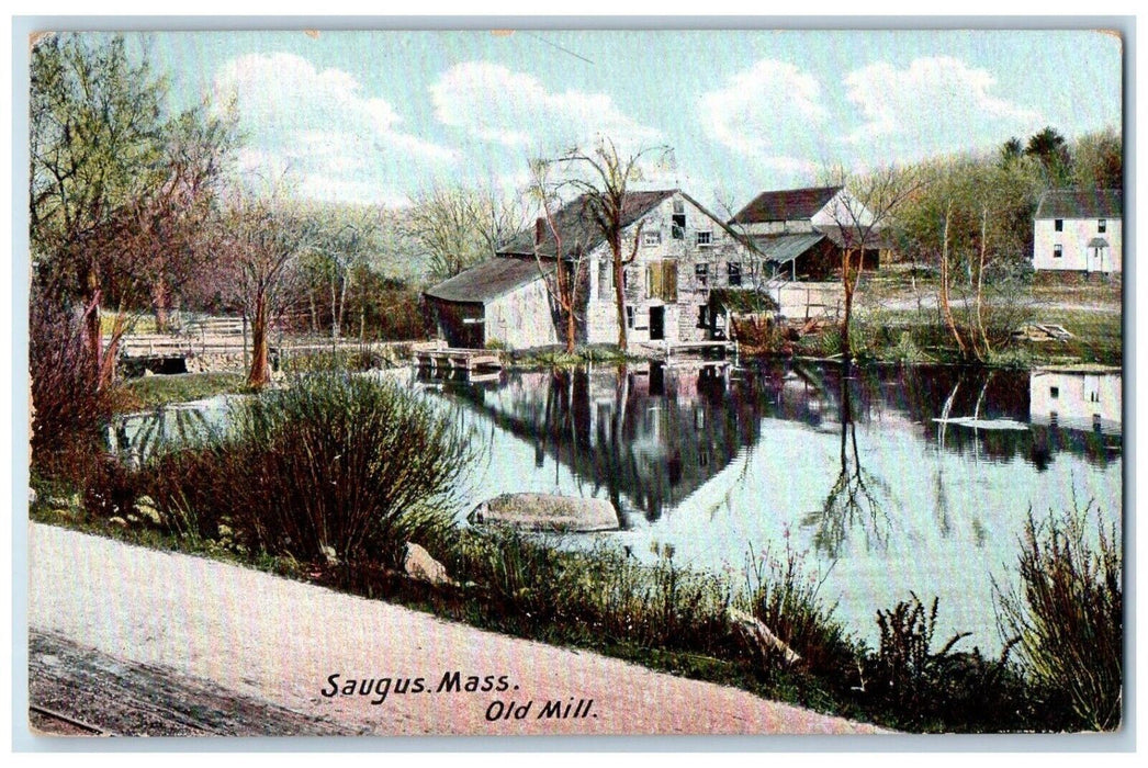 1907 Old Mill River Houses Saugus Massachusetts MA Posted Antique Postcard