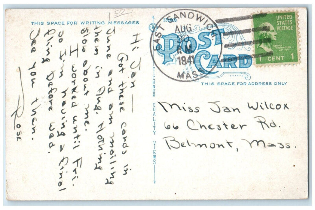 1914 Old Wood House Sandwich East Sandwich Massachusetts MA Antique Postcard