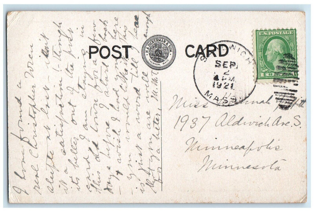 1921 Congregational Church Sandwich Massachusetts MA Posted Vintage Postcard