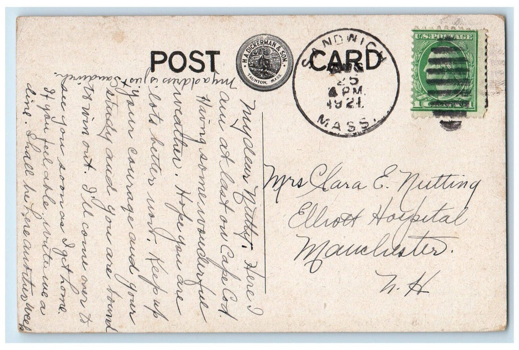 1921 The Newcomb House Sandwich Massachusetts MA Posted Vintage Postcard