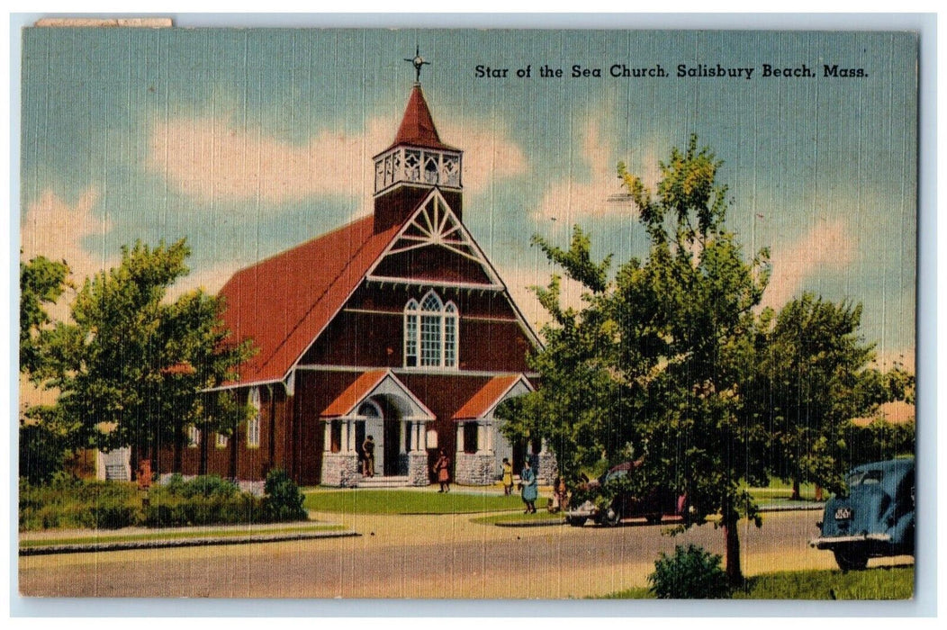 1914 Star Of The Sea Church Car Salisbury Beach Massachusetts MA Postcard