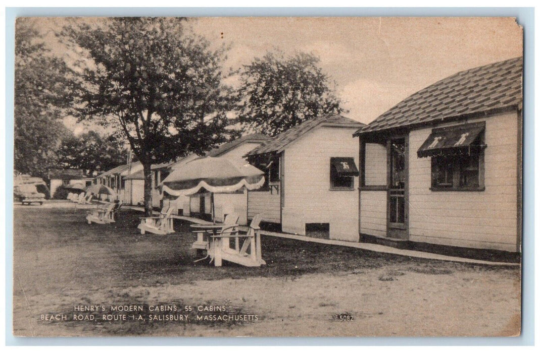Henry's Modern Cabins Beach Road Salisbury Beach Massachusetts MA Postcard