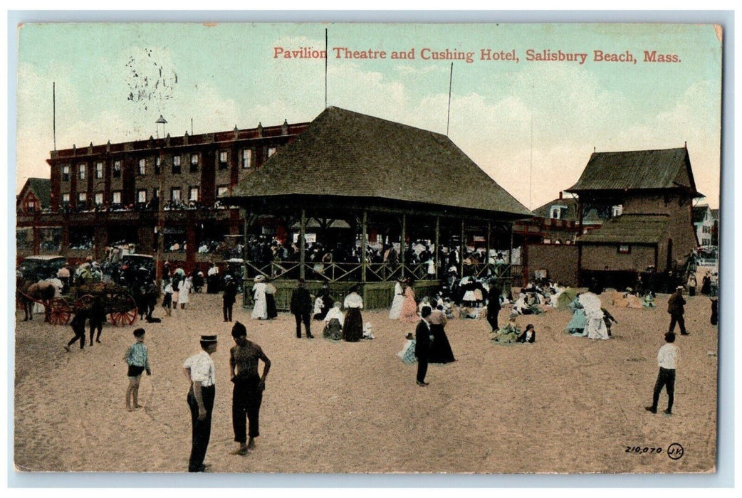 1909 Pavilion Theater Cushing Hotel Salisbury Beach Massachusetts MA Postcard