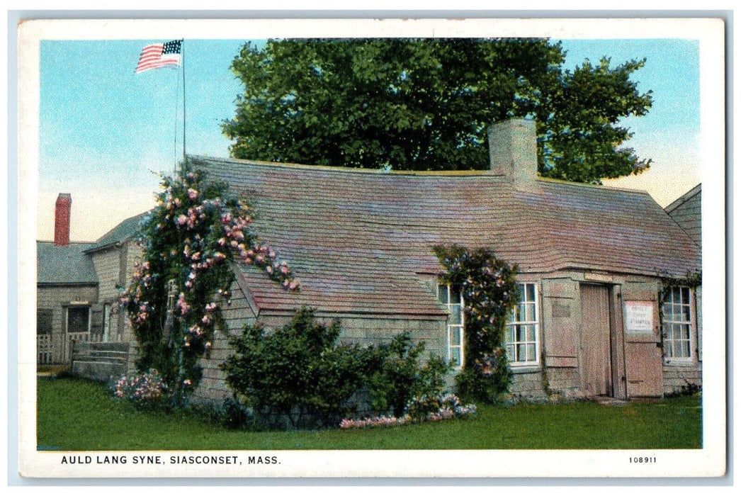 c1930's US Flag Auld Lang Syne Siasconset Massachusetts MA Vintage Postcard