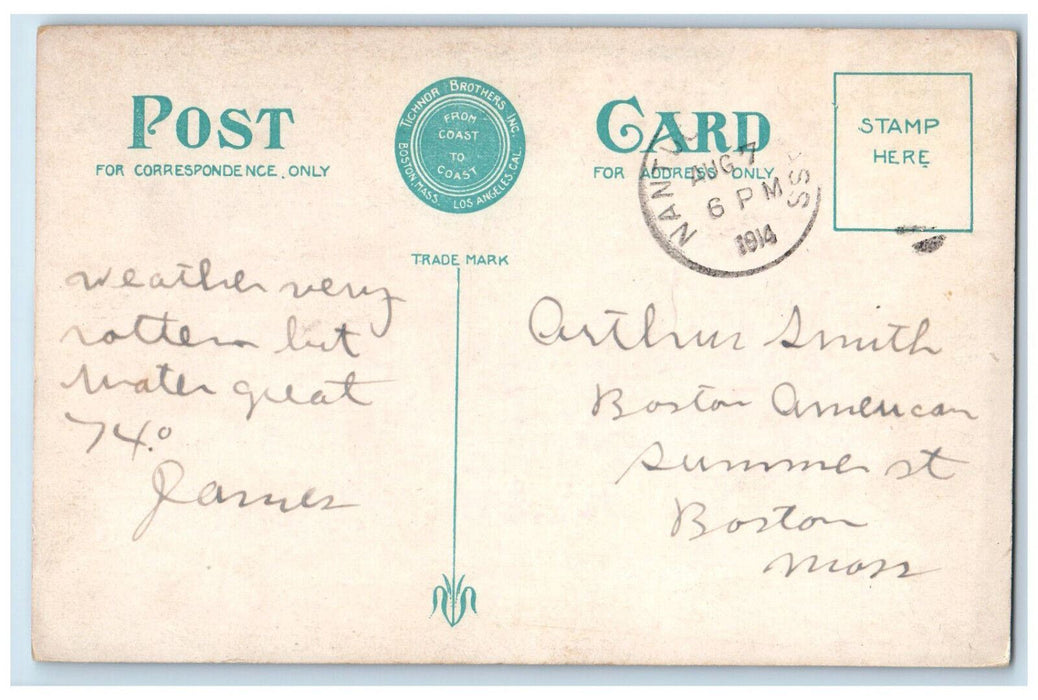 1914 Wooden Fence Flowers Ivy Lodge Siasconset Massachusetts MA Antique Postcard