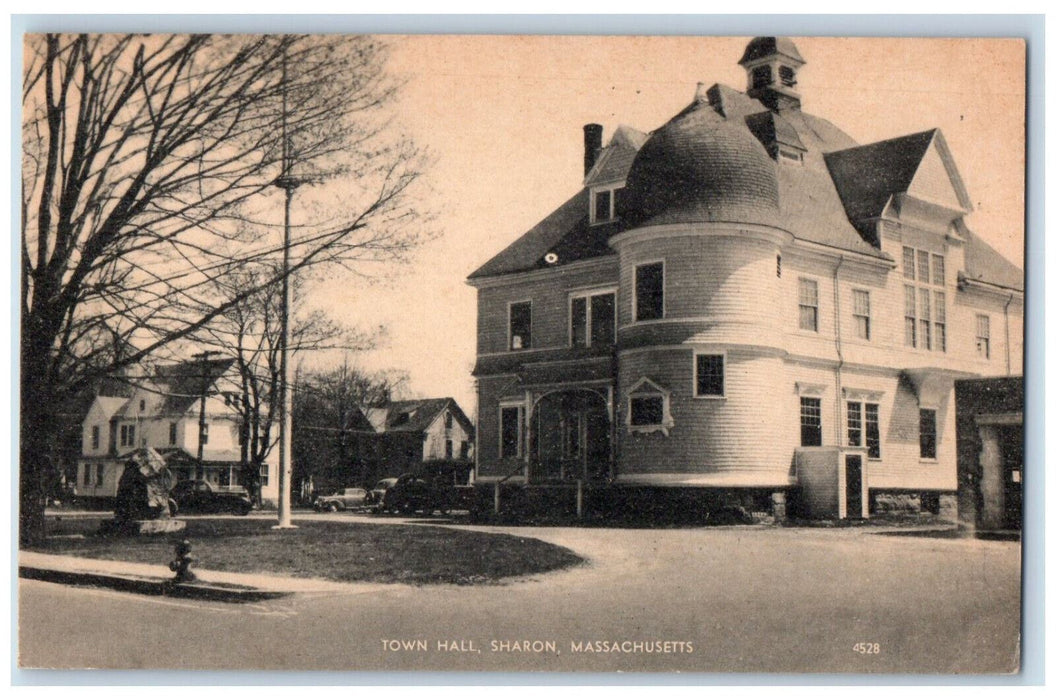 c1940's Town Hall Sharon Massachusetts MA Unposted Vintage Photolux Postcard