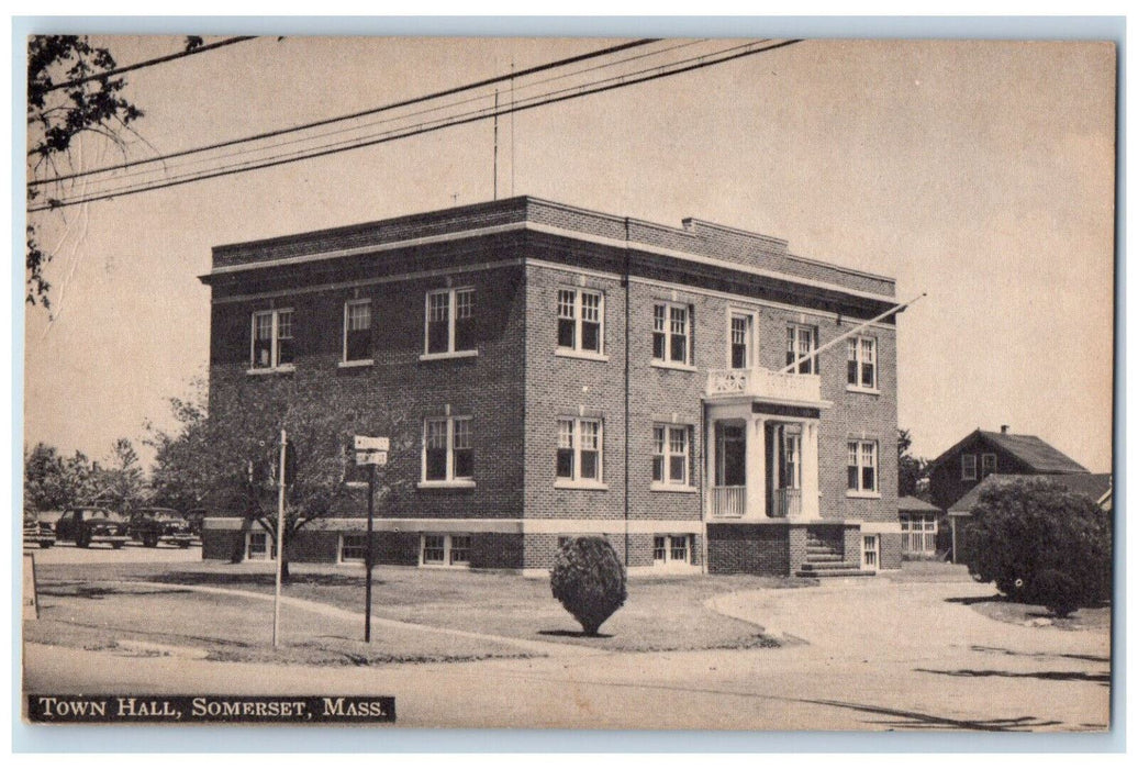 1960 Town Hall Somerset Massachusetts MA Posted Vintage Photo Postcard