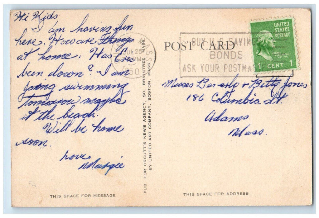 1950 Abrasive Products South Braintree Massachusetts MA Posted Vintage Postcard
