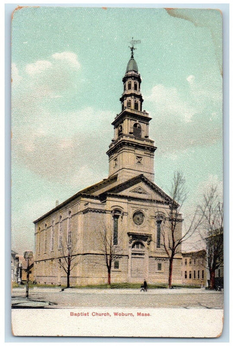 c1905 Baptist Church Street View Woburn Massachusetts MA Antique Postcard