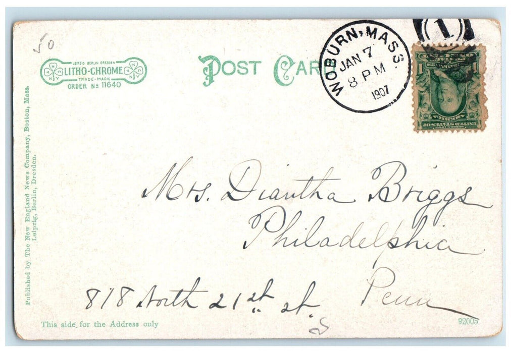 1907 Methodist Church Street View Woburn Massachusetts MA Antique Postcard