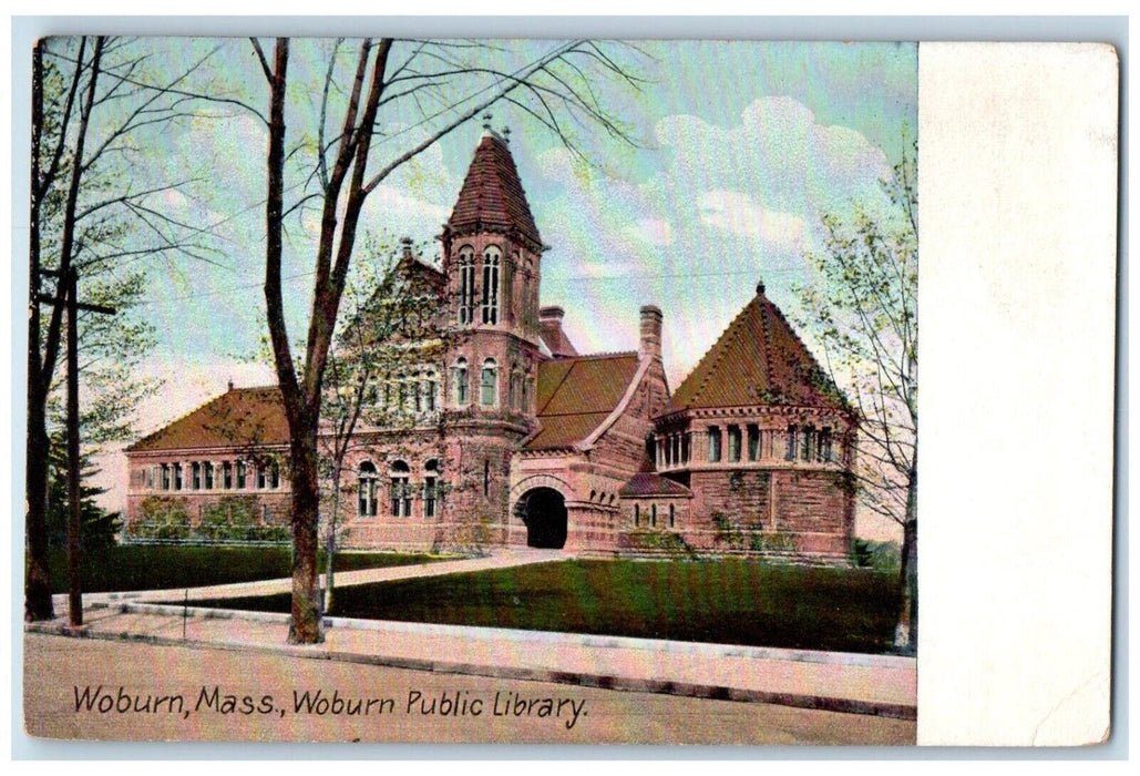 c1905 Woburn Public Library Building Woburn Massachusetts MA Vintage Postcard
