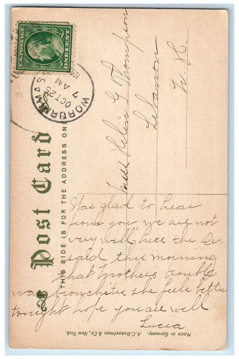 1909 View Common Pavilion Statue Building Woburn Massachusetts MA Postcard