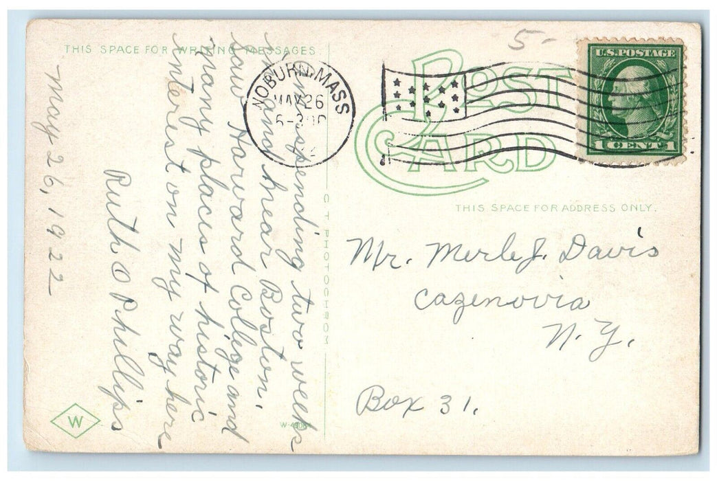 1922 Count Rumford's Birthplace And Rumford School North Woburn MA Postcard
