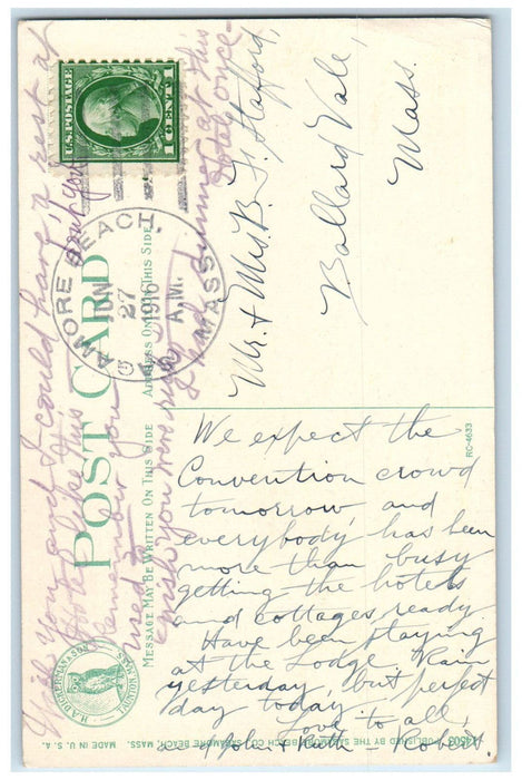 1916 Sagamore Lodge Sagamore Beach Massachusetts MA Posted Antique Postcard