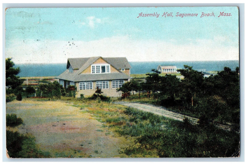 1909 Assembly Hall Sagamore Beach Massachusetts MA Posted Antique Postcard