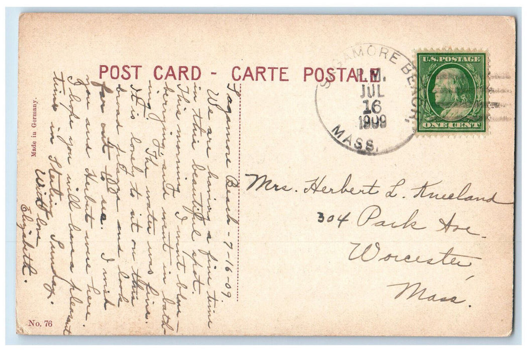 1909 Assembly Hall Sagamore Beach Massachusetts MA Posted Antique Postcard