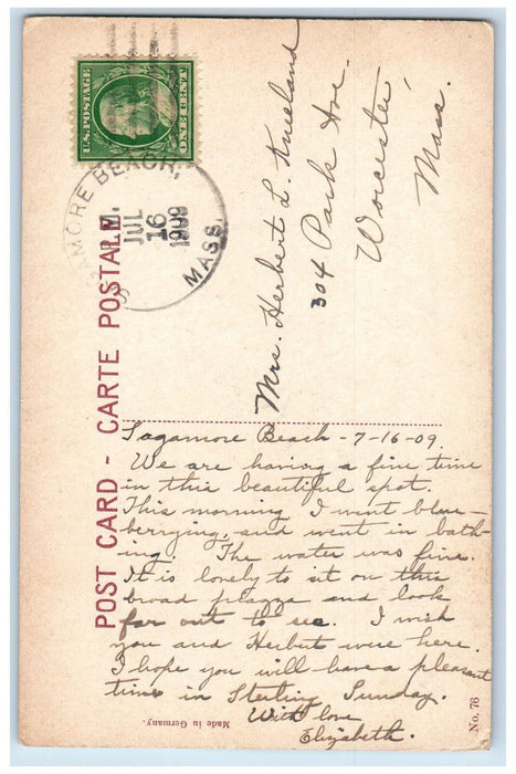1909 Assembly Hall Sagamore Beach Massachusetts MA Posted Antique Postcard