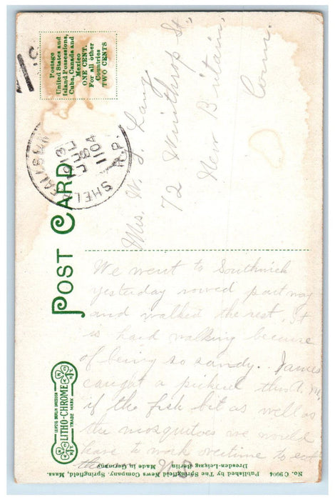 1913 Congregational Church & Grammar School Southwick Massachusetts MA Postcard