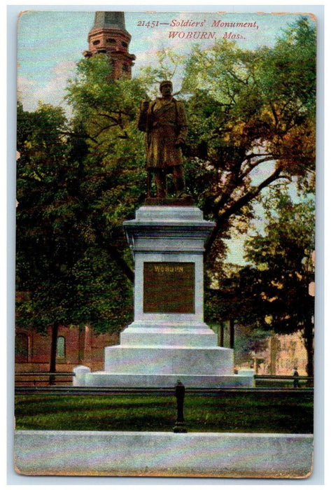 c1910's View Of Soldier's Monument Woburn Massachusetts MA Antique Postcard