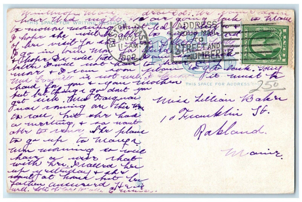 1922 Frost Public Library Building Winthrop Massachusetts MA Vintage Postcard
