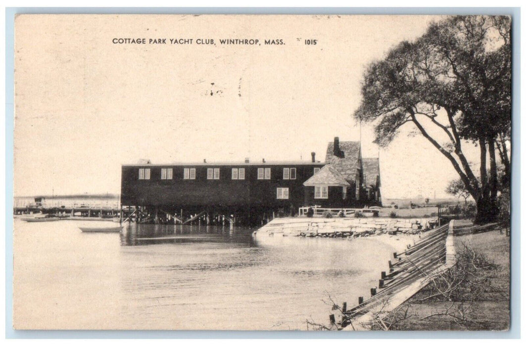 1947 Cottage Park Yacht Club Winthrop Massachusetts MA Posted Vintage Postcard