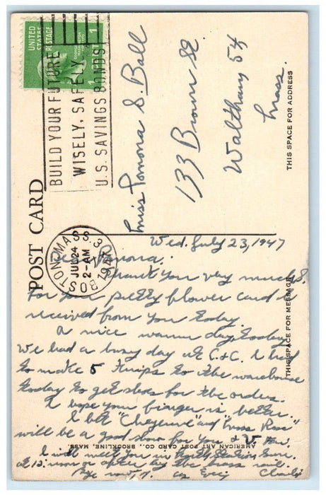 1947 Cottage Park Yacht Club Winthrop Massachusetts MA Posted Vintage Postcard