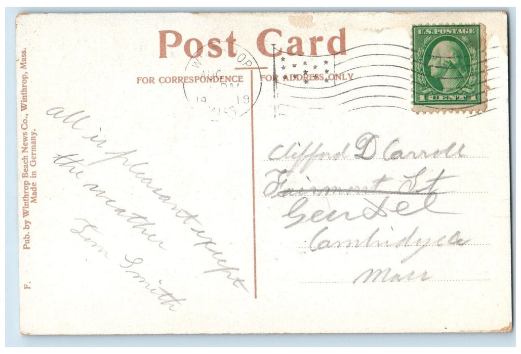 1919 Colonial Inn Hotel Winthrop Beach Massachusetts MA Posted Antique Postcard
