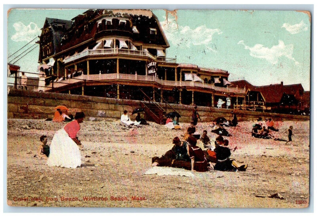 c1910's Greet Hall Iron Beach Winthrop Beach Massachusetts MA Antique Postcard