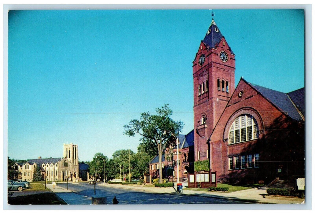c1960's Town Building And Baptist Church Winchester Massachusetts MA Postcard