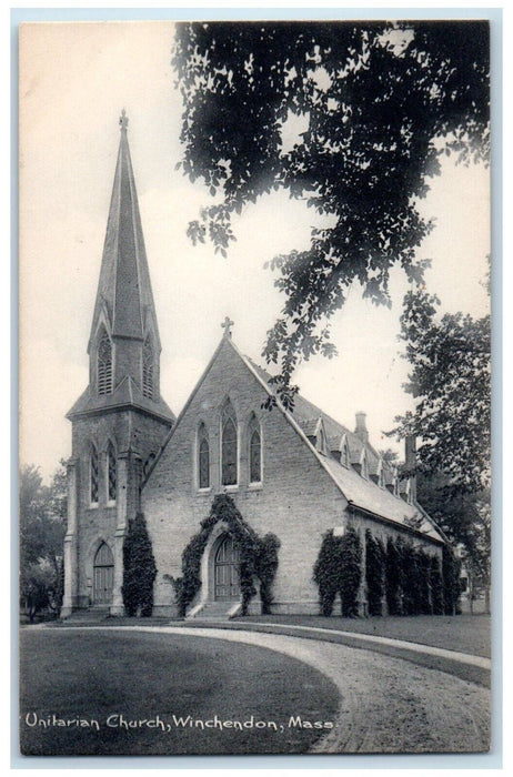 1913 Unitarian Church Winchendon Massachusetts MA Rotograph Antique Postcard