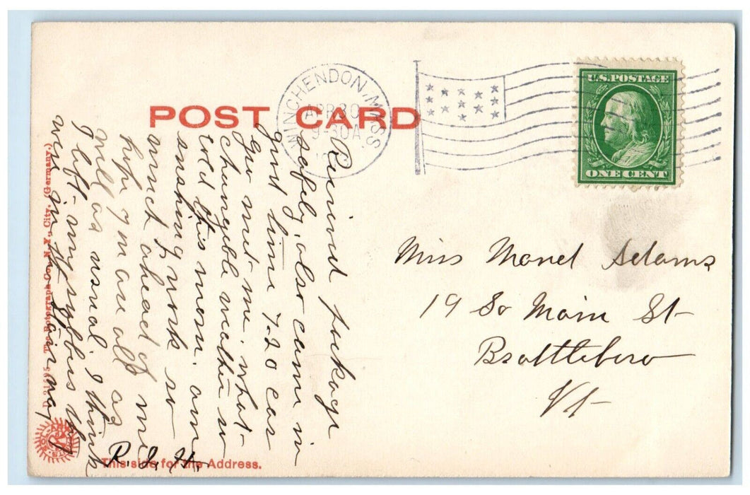 1913 Unitarian Church Winchendon Massachusetts MA Rotograph Antique Postcard