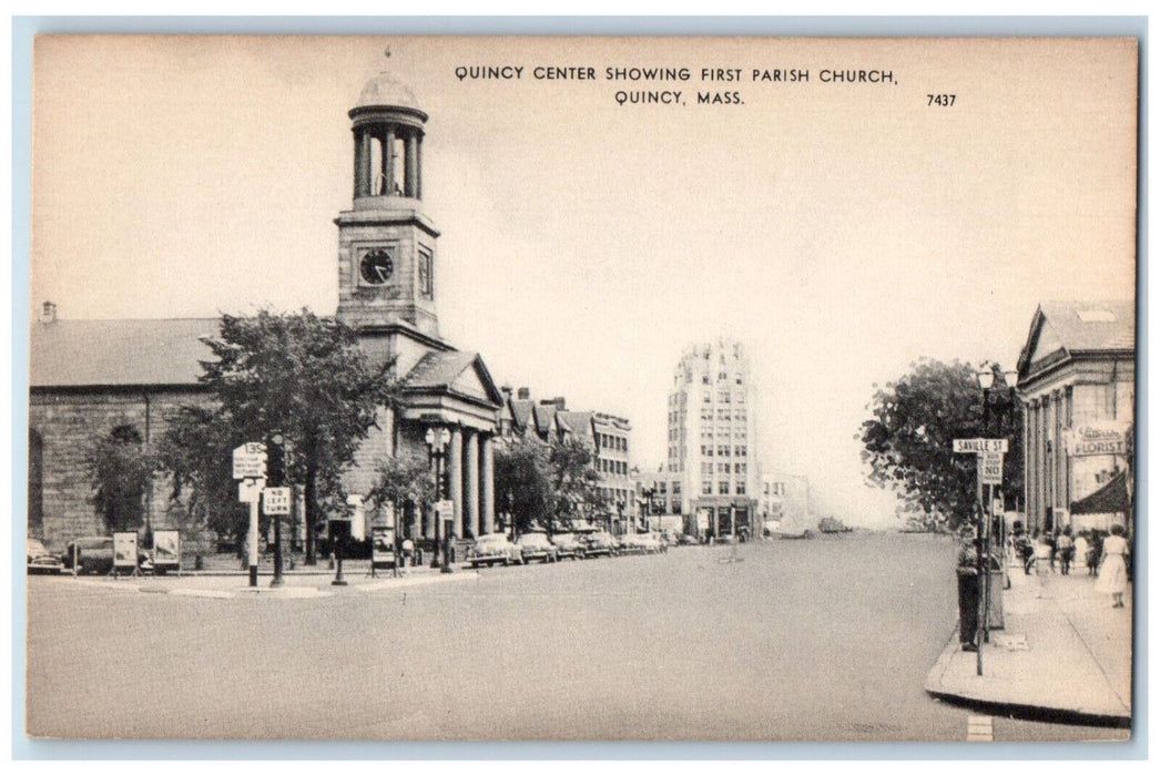 c1940's Quincy Center First Parish Church Quincy Massachusetts MA Postcard