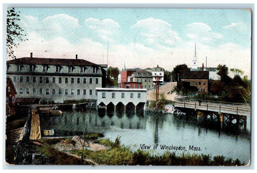 1908 View Of Winchendon Massachusetts MA, River Building Posted Antique Postcard