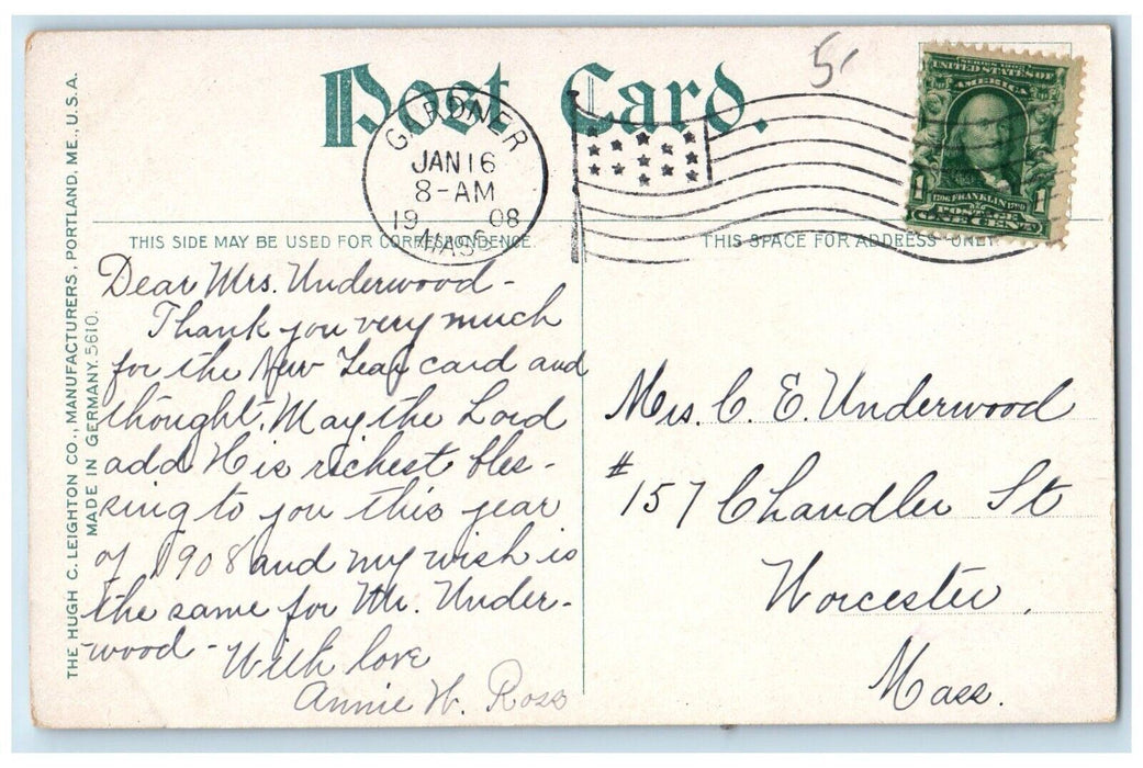 1908 View Of Winchendon Massachusetts MA, River Building Posted Antique Postcard