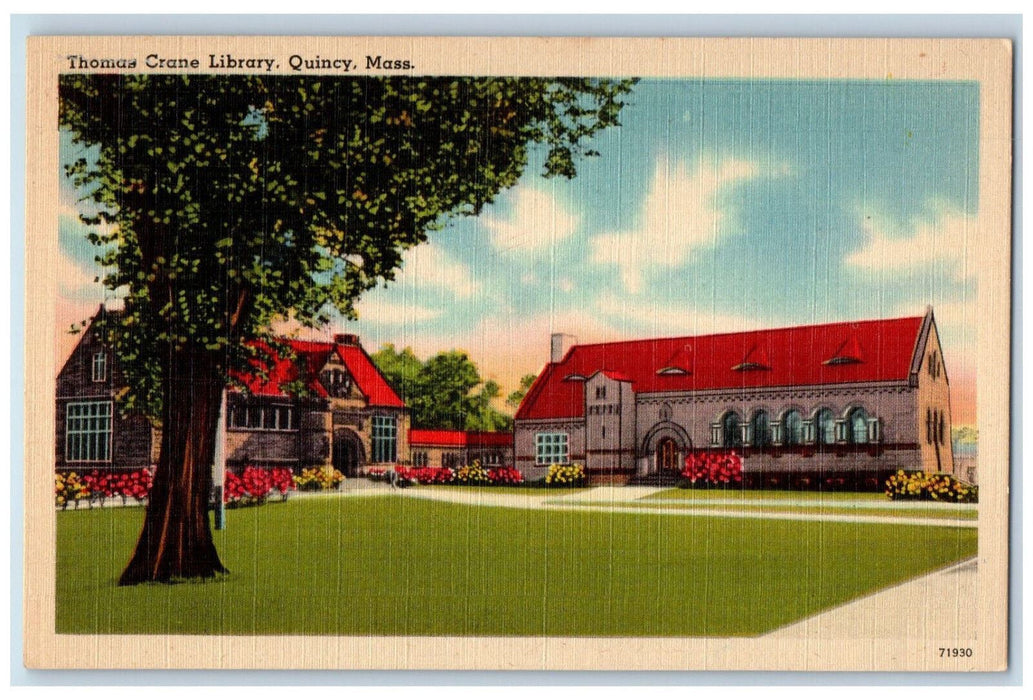 c1950's Thomas Crane Library Quincy Massachusetts MA Vintage Postcard